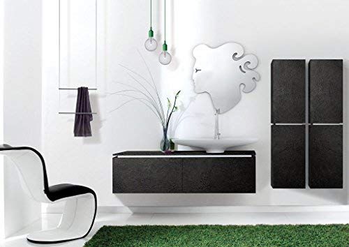 Dafne Italian Design Mobile da bagno stile moderno legno scuro - base 1 cassettone, base portalavabo, lavabo sovra piano, specchio, colonna con ante