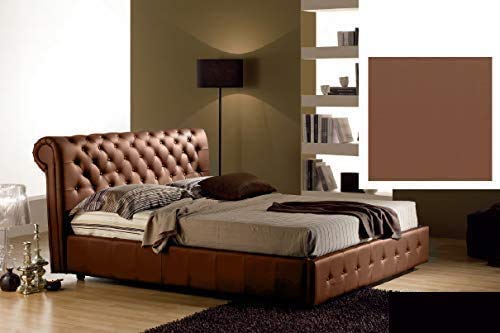 Dafne Italian Design Letto matrimoniale contenitore, similpelle, lavorazione capitonn? marrone - 180x226xH114 cm - per materasso 160x190-100% Made in Italy