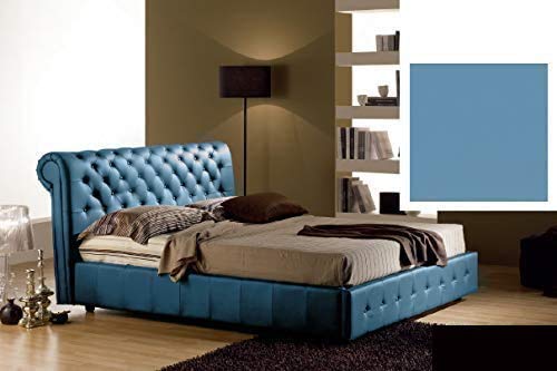 Letto matrimoniale contenitore, similpelle lavabile, lavorazione capitonn?, colore blu - Dimensioni: Larghezza 180 x 226 x H 114 cm - per materasso 160 x 190. - 100% Made in Italy (SFI)