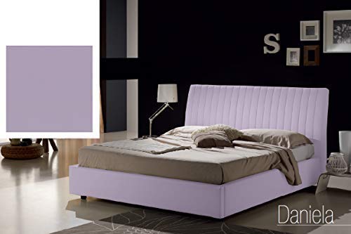 Dafne Italian Design Letto una piazza e mezza contenitore, similpelle lavabile, colore viola glicine - Dimensioni: Larghezza 138 x 218 x H 110 cm - per materasso 120 x 190. - 100% Made in Italy (SFI)