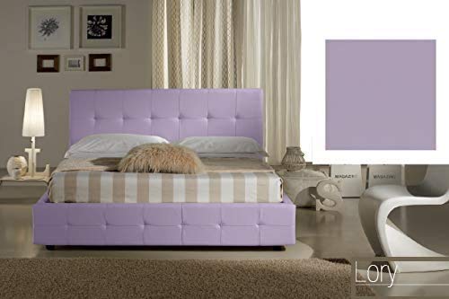 Dafne Italian Design Letto matrimoniale contenitore, similpelle, glicine - 176 x 210 x H 100 cm - per materasso 160 x 190-100% Made in Italy