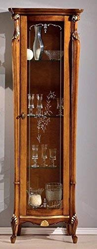 Dafne Italian Design Vetrina 1 anta alta, noce scuro, decorazioni oro, vetri decorati -cm: 70 cm - 40 cm - H 195 cm ? 0,62 Mc ? Stile classico - - 100% Made in Italy (SF17)