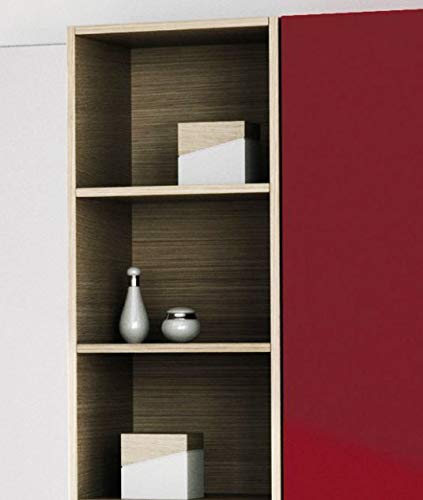 Mobile lavabo per bagno , colore rosso - base 3 cassetti, L.180,5 2 lavabi ovale sottopiano in ceramica, specchio bordo L.180 H.106. - varii vani con ante a battente - 100% Made in Italy