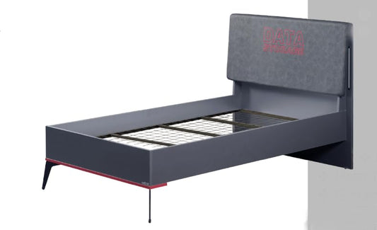 Dafne Italian Design Letto uLetto una piazza e mezza Arcade colore grigio antracite e rosso cm. 134 X 109 X 210 comprensivo di materasso cm. 100x200x25comprensivo di materasso cm. 120x200x25