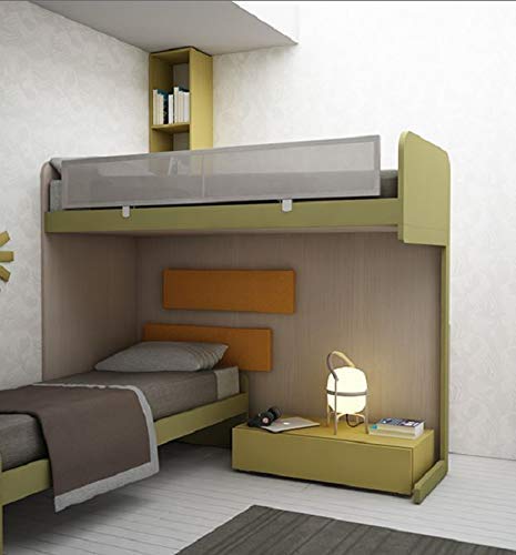Dafne Italian Design TUTTOCAMERETTE.IT Cameretta per Ragazzi (Letto a Castello; Scala Contenitore; Armadi; Scrittoio; Libreria ; Comò; Sedia) Finiture: Rovere Mandorla, Verde Oliva, Ocra