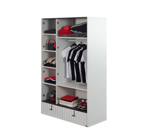 Dafne Italian Design Armadio tre ante moderno con ripiani interni e due cassetti modello Coll, colore bianco misura 131x205x63 cm.