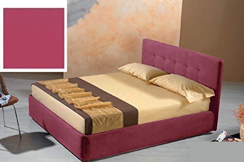 Dafne Italian Design Letto matrimoniale contenitore, similpelle, rosa scuro -176x210x H 00 cm - per materasso 160x190-100% Made in Italy