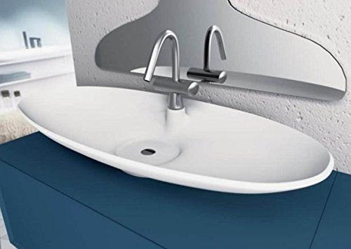 Dafne Italian Design Mobile da bagno Composizione completa moderna blu opaco - base portalavabo, 1 cassetto, lavabo, specchio Musa, pensile 1 anta