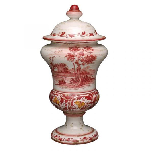 Vaso ornamentale con coperchio in ceramica - Dimensioni: h cm 35 - Made in Italy