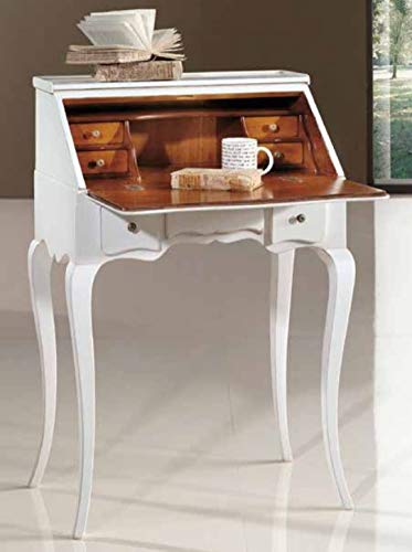 Scrittoio da Studio Laccato Bianco, Stile Classico (cm. L. 63 - H. 92 - P. 40) (TVG)