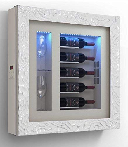 Cantinetta vino da parete per cinque bottiglie in orizzontale e due bicchieri orizzontali laterali per bottiglie H.328 D.90 mm - peso 30 kg. (SF00)