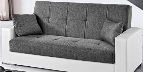 Dafnedesign.com - Divano letto 3 posti - Colore: bianco e grigio - ed ecopelle - cm. 230 x 93 x 97h