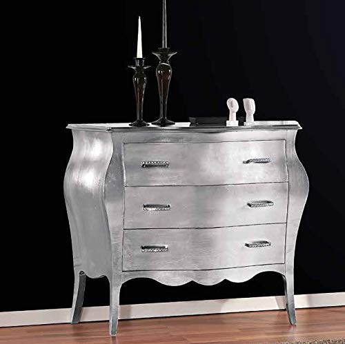 Dafne Italian Design Comò Laccato Argento Stile Classico (cm. L. 105 - H. 82 - P. 42) (TVG)