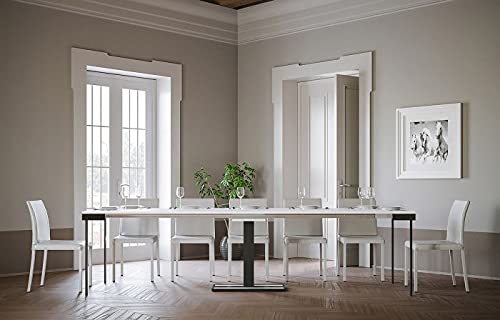 Dafne Italian Design Consolle allungabile Capital Evolution Bianco Frassino Telaio Antracite