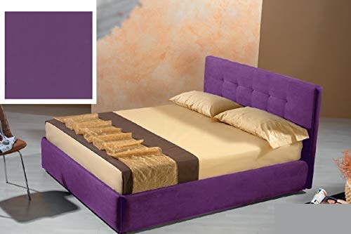Dafne Italian Design Letto una piazza e mezza contenitore, similpelle, viola - 136x220xH100 cm - per materasso 120x200-100% Made in Italy