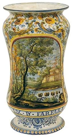 Portaombrelli in Ceramica Artigianale Italiana Realizzato e Dipinto a Mano. Dimensioni h. 49.784 cm.