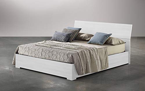Dafne Italian Design Letto matrimoniale bianco con contenitore, rete a doghe, meccanismo a pistoni - 173x212x100h.