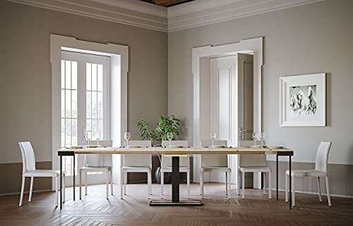 Dafne Italian Design Consolle allungabile Capital Evolution Abete Natura Telaio Antracite