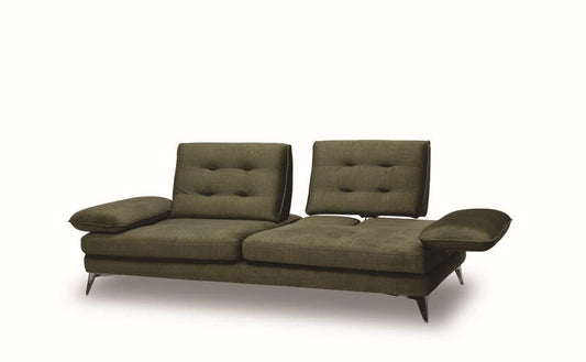 Dafne Italian Design Divano 3 posti moderno in tessuto colore verde con spalliera e braccio traslante - misure cm. L 240/294 - l 140 - H 94 - Made in Italy