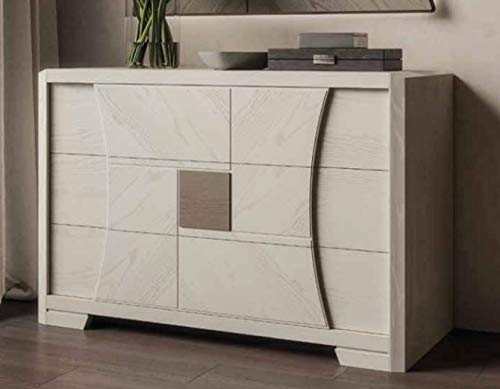 Dafne Italian Design Comò a 3 cassetti, Moderno e Geometrico - Legno Laccato Bianco (cm. L. 130 P. 55 H. 103) (TVG)