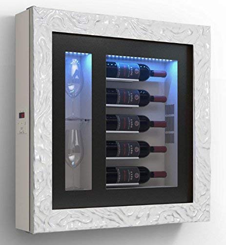 Cantinetta vino da parete per cinque bottiglie in orizzontale e due bicchieri orizzontali laterali per bottiglie H.328 D.90 mm - peso 30 kg. (SF00)