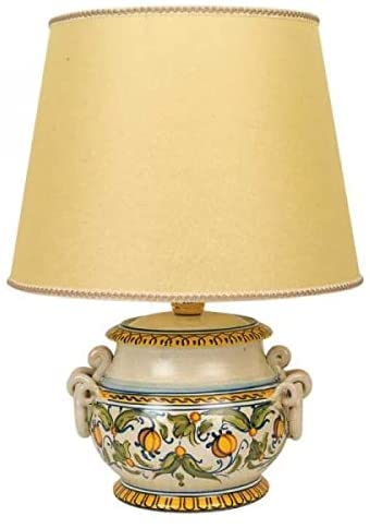 Lampada in Ceramica Artistica Italiana con paralume. Dimensioni: Base h 16,764 - ø 22,86 cm.