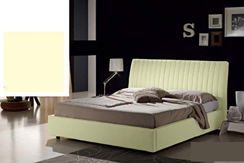 Dafne Italian Design Letto una piazza e mezza contenitore, similpelle, bianco avorio - 138x228xH110 cm - per materasso 120x200-100% Made in Italy
