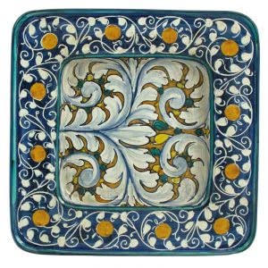 Piatto decorativo quadrato da parete in ceramica - Dimensioni: cm 24×24 - Made in Italy
