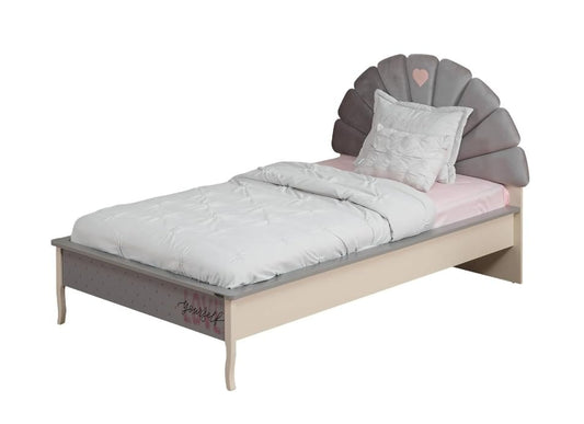 Dafne Italian Design Letto una piazza e mezza Giulia colore beige grigio e rosa, cm. 142 X 110 X 209comprensivo di materasso cm. 120x200x25