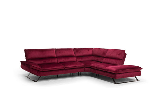 Dafne Italian Design Divano angolare in tessuto colore bordeaux con spalliera traslante - misure cm. L 306 x 251 - l 125 - H 93 - Made in Italy