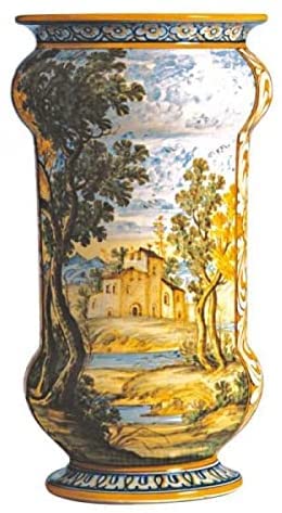 Vaso Alto in Ceramica Artigianale Italiana, Realizzato e Dipinto a Mano. Dimensioni: h 29.972 cm.