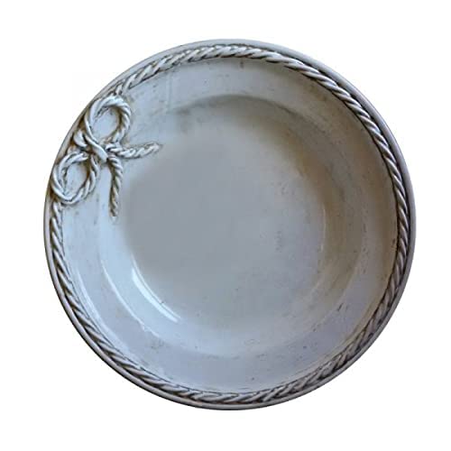 Centrotavola Tondo in Ceramica Artistica Italiana, Colore Bianco Antico, Lavorazione Fiocco. Dimensioni: h 7.874 ø 47.752 cm.