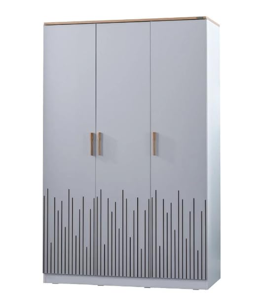 Dafne Italian Design Armadio tre ante Lukas colore bianco e legno chiaro misura cm.135x209x61