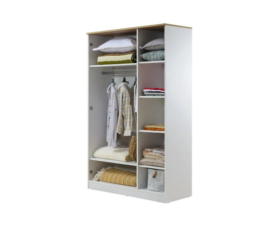 Dafne Italian Design Armadio tre ante Mango colore bianco e legno chiaro misura cm.121x191x54