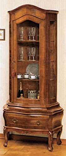 Dafne Italian Design Vetrina -cm: L 79 P 33 H 180 cm - in noce -1 Anta - 1 Cassetto - 4 ripiani - 100% Made in Italy -(DF18)