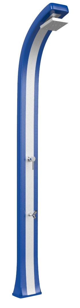 Arkema Design Doccia Tradizionale con Doppio Attacco per Acqua Calda e Fredda Spring Plus in Polietilene HD con Miscelatore e Lavapiedi Blu con Fascia Inox