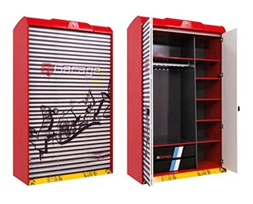 Dafne Italian Design Armadio 2 Ante, per Una Camera Stile Corse automobilistiche, H. 202 X P. 57 X L. 120 cm - Forma di Auto