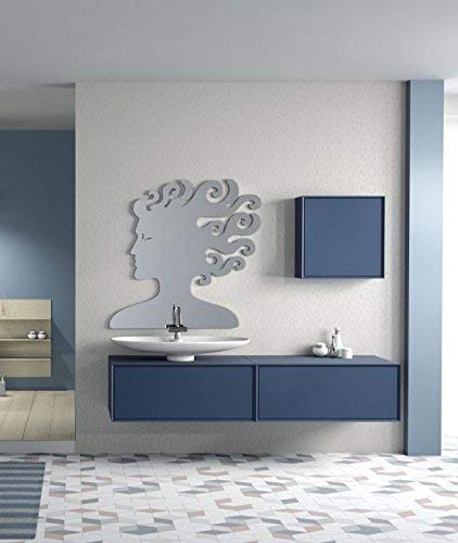 Dafne Italian Design Mobile da bagno Composizione completa moderna blu opaco - base portalavabo, 1 cassetto, lavabo, specchio Musa, pensile 1 anta