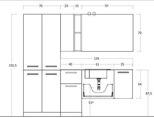 Dafne Italian Design Mobile lavanderia porta lavatrice e cesti bucato - Misura: L.206 P.62/35 cm Finitura: Rovere Tranche? Bianco Top: Top Lavabo In Ocritech - 100% made in Italy
