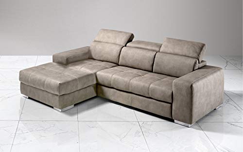 Dafnedesign.com - Divano angolare 3 posti - Colore: talpa - effetto nabuk - dimensioni: cm. 259 x 178 x 94h (STD)