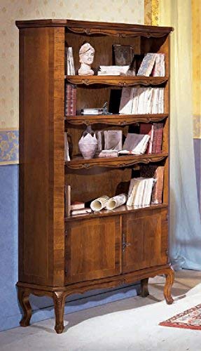 Dafne Italian Design Libreria - Dimensioni: L 101 P 37 H 145 cm - 2 Ante - 3 Ripiani - Legno Noce Antico - 100% Made in Italy (DF18)