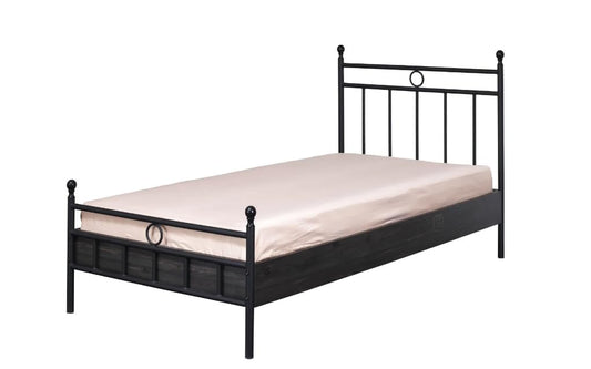 Dafne Italian Design Letto una piazza e mezza Ferronero colore legno e nero cm. 132x110x208 comprensivo di materasso cm. 120x200x25