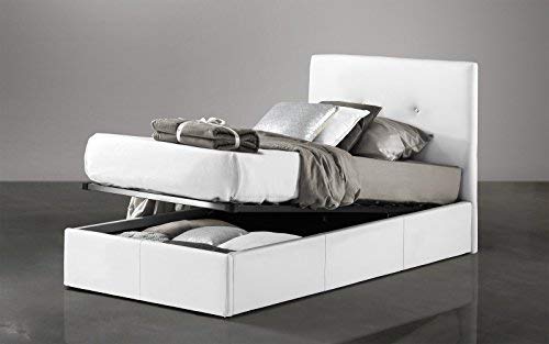 Letto singolo con contenitore. Rivestito in similpelle. cm. 90 x 205 x 105h (Serie: Dafne-Letti-ST)