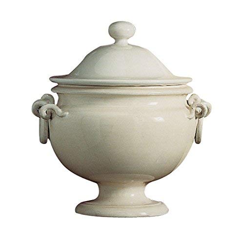 Dafne Italian Design Zuppiera in ceramica artistica di Castelli color bianco anticato, Dimensioni: h cm 33 � cm 30