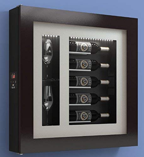 Cantinetta vino da parete per cinque bottiglie in orizzontale e due bicchieri orizzontali laterali per bottiglie H.328 D.90 mm - peso 30 kg. (SF00)