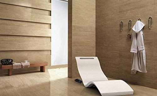 Chaise Longue colore Bianco da terra ARKEMA S010-9003 Sedia sdraio realizzata in polietilene ad alta densità con superficie effetto pietra Lettino prendisole Resiste agli UV, alla salsedine e al calcare Ergonomica leggera e facilmente igenizzabile