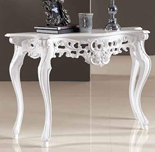 Dafne Italian Design Consolle con decorazioni, colore bianco -cm: 124 cm - 40 cm - H 80 cm - 100% Made in Italy (GF17)
