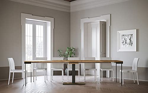 Dafne Italian Design Consolle allungabile Capital Evolution Quercia Natura Telaio Antracite