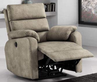 Dafne Italian Design Poltrona relax - grigio chiaro - similpelle - - Poltrona con recliner manuale, cm. 88 x 95 x 99h (STD)