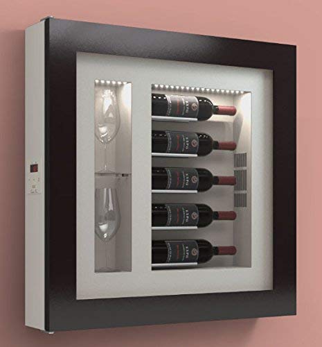 Cantinetta vino da parete per cinque bottiglie in orizzontale e due bicchieri orizzontali laterali per bottiglie H.328 D.90 mm - peso 30 kg. (SF00)
